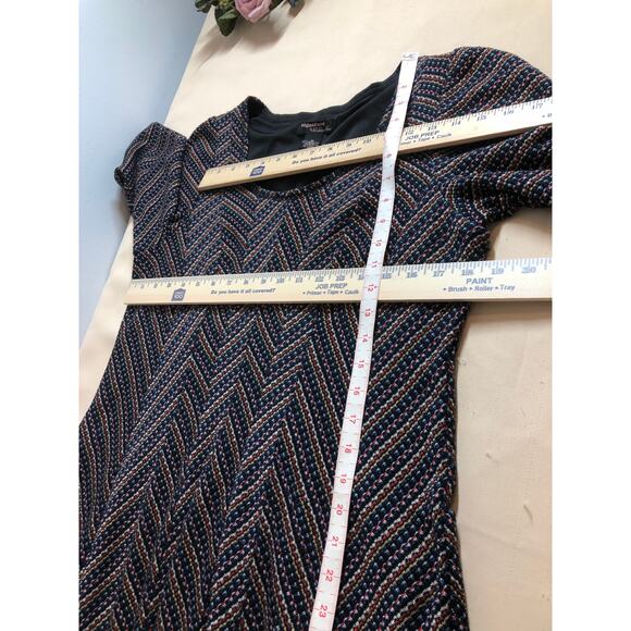 Robbie Bee Dress Women 1X Multicolor Chevron Knit Midi Career Stretch - Picture 8 of 11